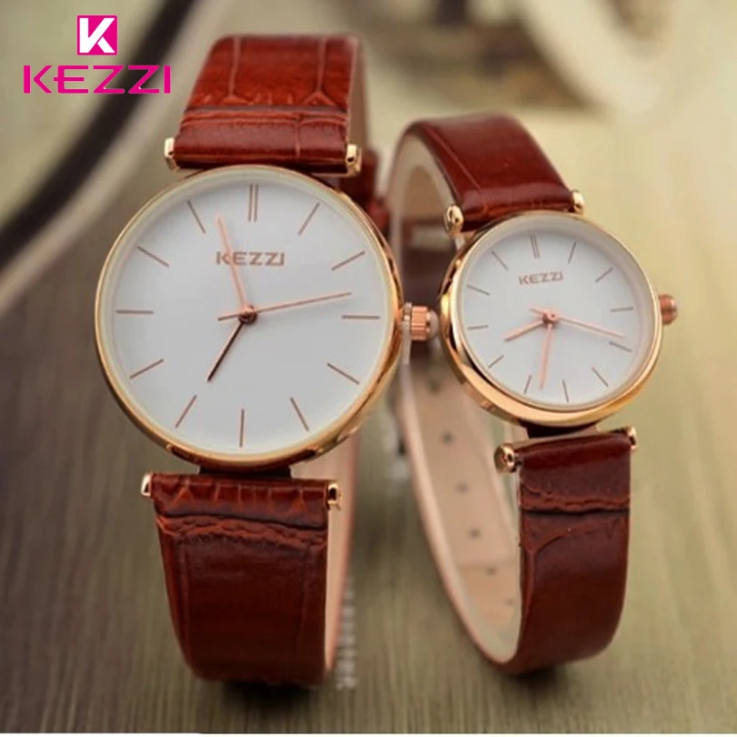 KEZZI Brand Waterproof Couples Watches Women Japan Movement Analog Quartz Watch leather Strap Men Watches lovers