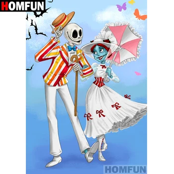 

HOMFUN Full Square/Round Drill 5D DIY Diamond Painting "Skull wedding" Embroidery Cross Stitch 5D Home Decor Gift A06905