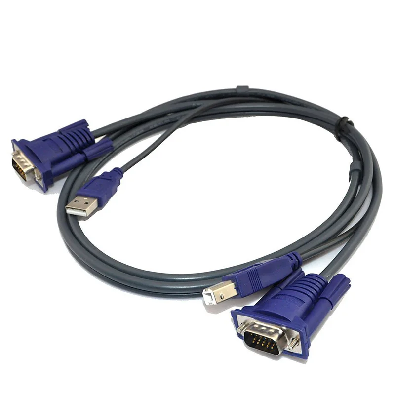 

New 4.6 Feet 1.5M USB KVM 15 Pin Switch VGA Cable For USB 2.0 Type A To B 4Pin PC Computer Printer Monitor Adapter Converter