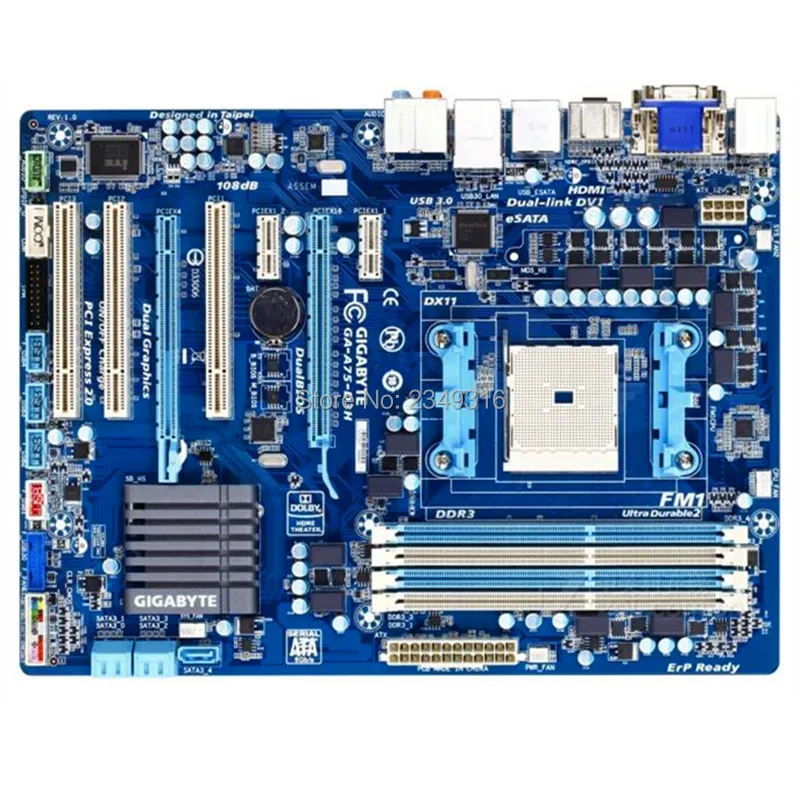 

For Gigabyte GA-A75-D3H Original Used Desktop Motherboard A75-D3H A75 Socket FM1 DDR3 SATA3 USB3.0 ATX