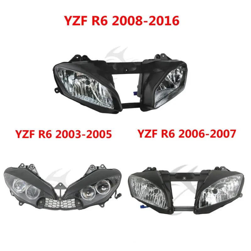 

Black ABS Plastic Front Headlight Assembly for Yamaha YZF R6 03-05 06-07 08-16 Motorcycle