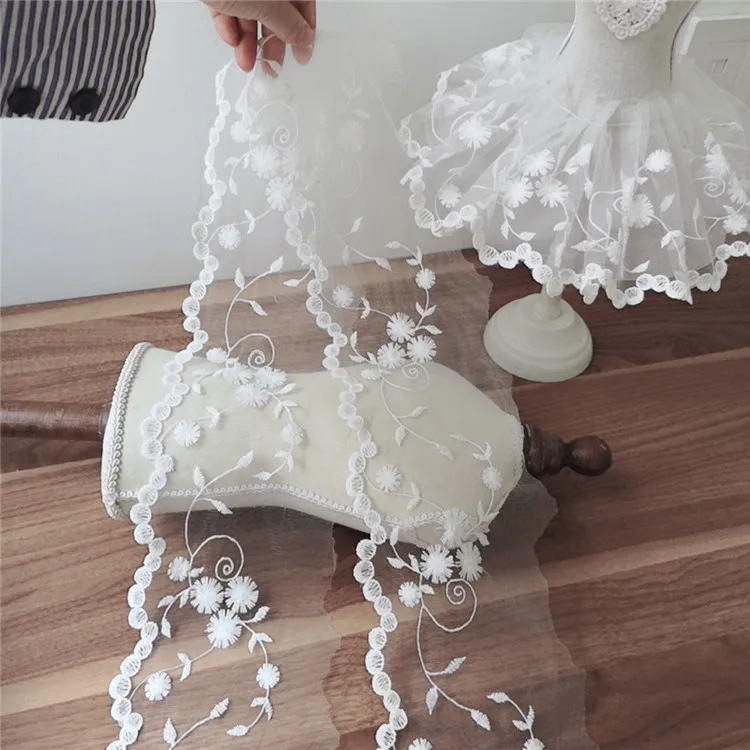12 см Широкий Роскошный белый вуаль кружева вышивка ткань Гипюр Аппликация отделка лентой Свадебное женское платье шторы DIY Швейные принадлежности