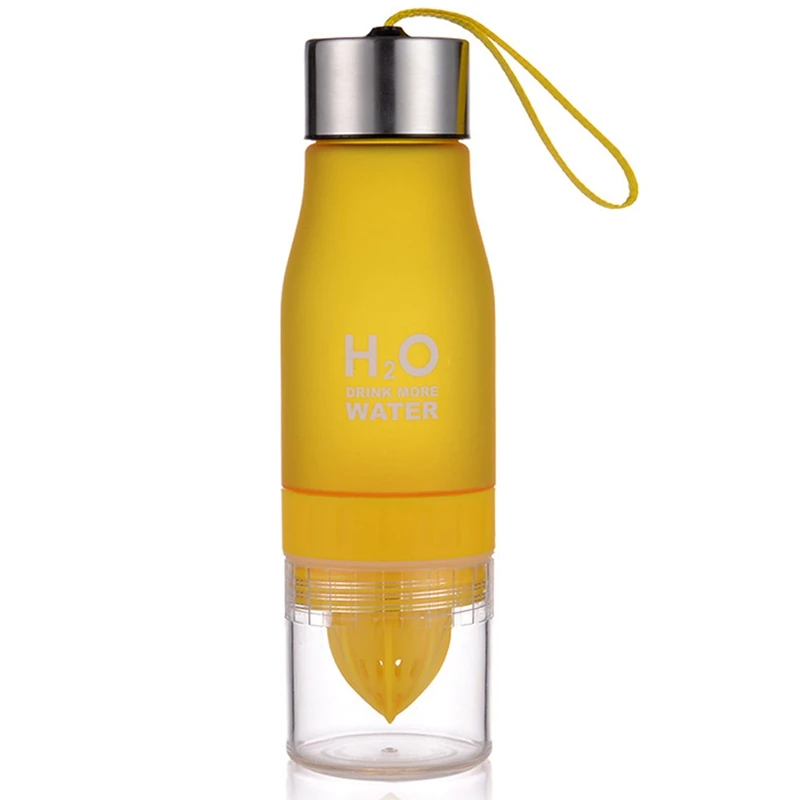 Рождественский подарок 650 мл бутылка для воды H20 пластиковая фруктовая настойка бутылка креативный открытый спортивный сок лимонный переносной чайник - Цвет: YW