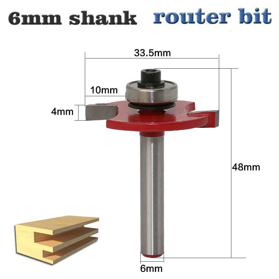 Высокое качество 1 шт. 6 мм хвостовик "T" Тип печенья шарнир Долбежные древесины маршрутизатор бит Т-образные фрезы Деревообрабатывающие инструменты - Длина режущей кромки: as show