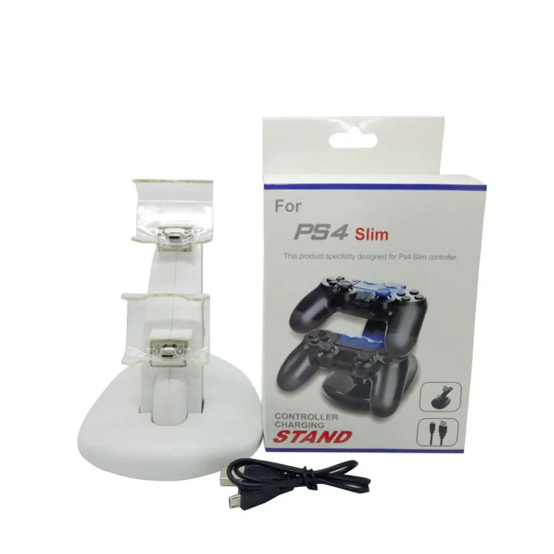 2016 White PS4 Slim PS4 Dual USB Charging Dock Stand Support Holder font b Charger b