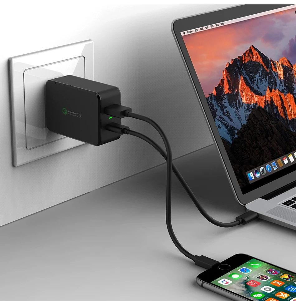 0  type-c usb fast chargertravel 2 ports 33w wall smart charger