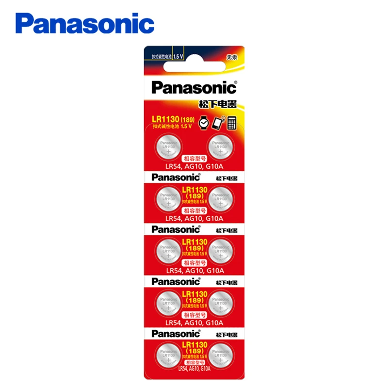 40 шт/4 карты Panasonic 1 5 V AG10 389 LR54 SR54 SR1130W 189 SB BU L1130 1130 LR1130 кнопочные батареи щелочные для