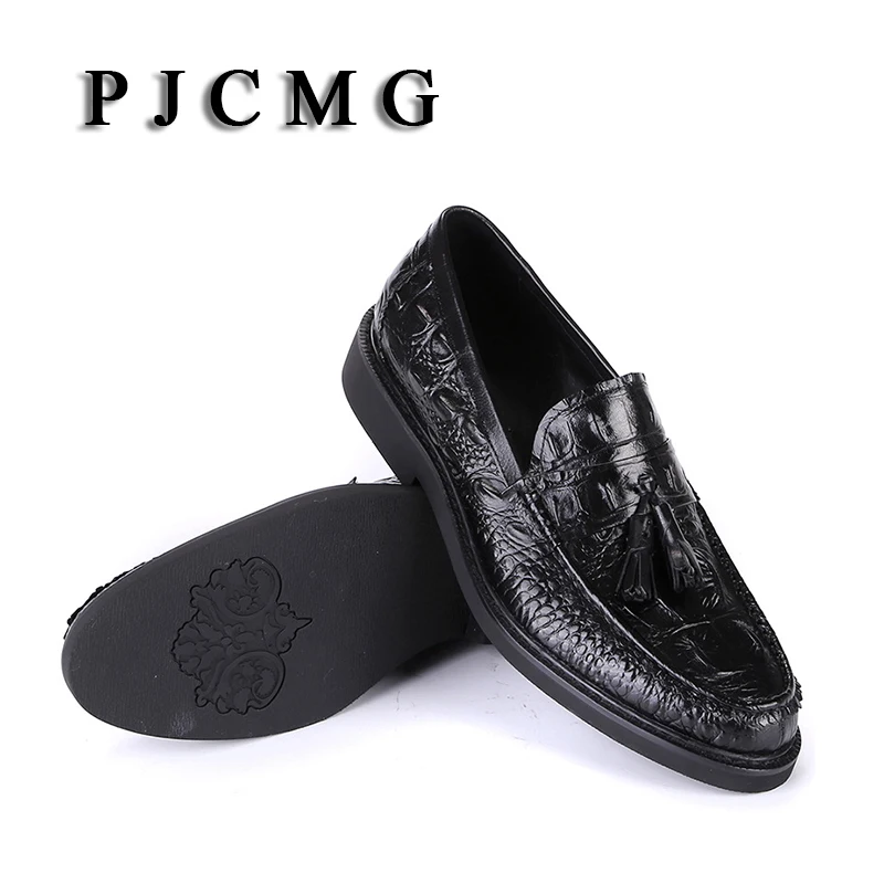 Dedo Formais Sapatos Black Wine red Crocodilo Homem outono Apontado Padrão Com De Couro Pjcmg Moda Slip Borla Genuíno Planas Vestido Primavera on vRqH0z
