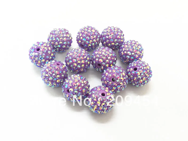 

20mm 100pcs/lot Light Purple AB Resin Rhinestone Ball Beads,Chunky Beads For Kids Jewelry Making