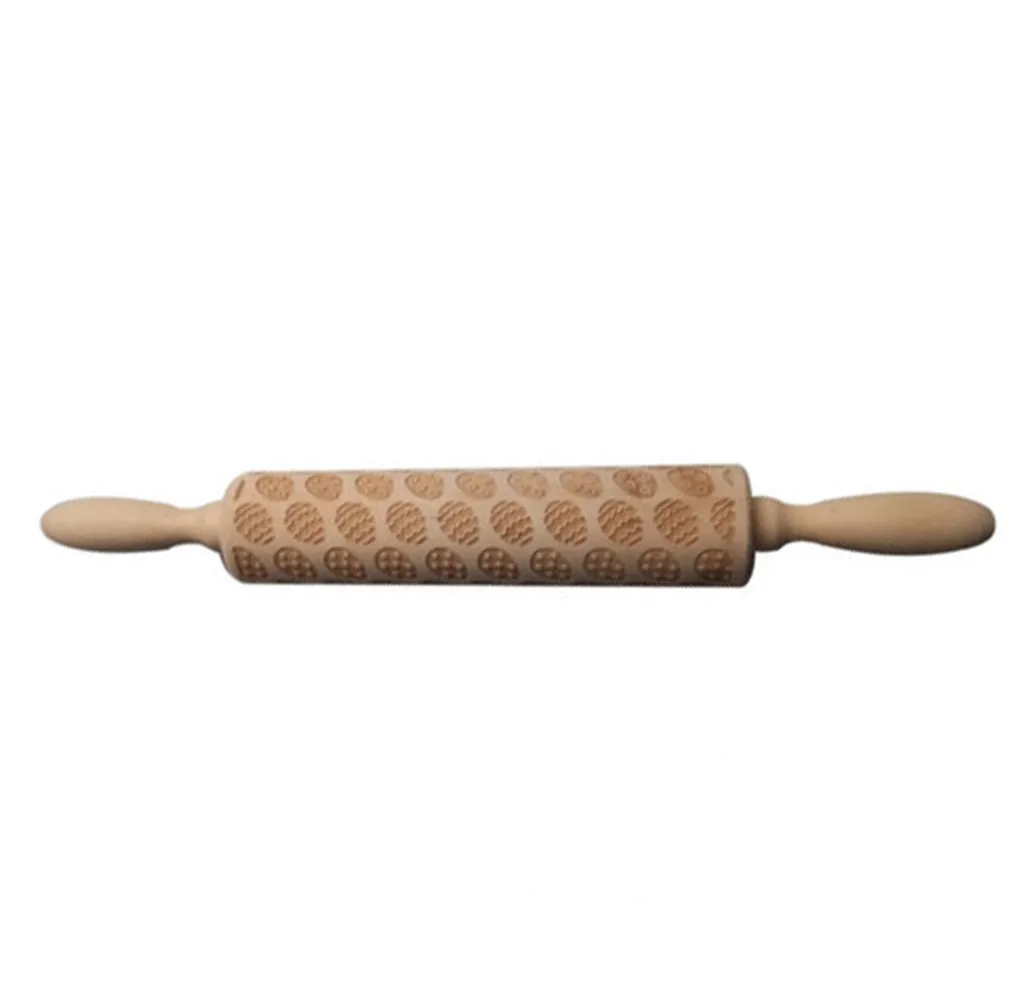 Easter Rolling Pin Engraved Carved Wood Embossed Rolling Pin Kitchen