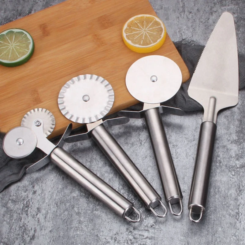 

New 1 pc Round Pizza Cutter Stainless Steel Slicer Server Sharp Pizza Knife Cutter Pastry Pasta Dough kitchen Baking Tools