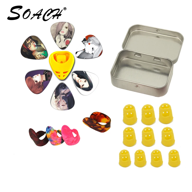 2018 SOACH nuevo Kit de herramienta set guitarra: celuloide dedos, juegos de dedos, hojalata bo, dial set Guitarra partes Accesorios 2018 SOACH nuevo Kit de herramienta set guitarra: celuloide dedos, juegos de dedos, hojalata bo, dial set Guitarra partes Accesorios