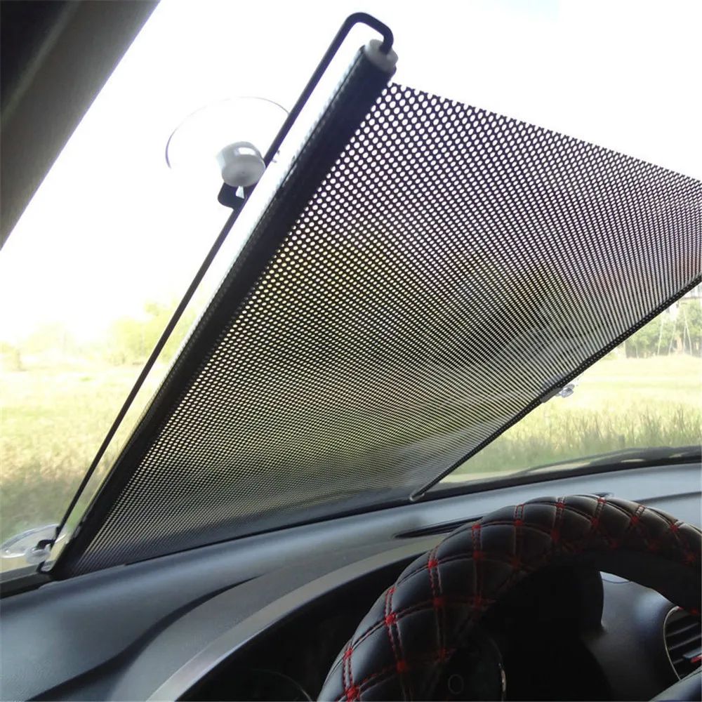 Sourcingmap Dotted Retractable Car Window Sun Shade Protector 58x125cm 