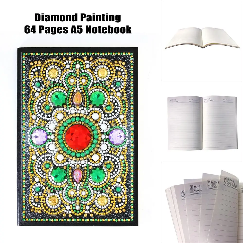 

Nice Creative Diy Diamond Painting Mandala Notebook Art Craft A5 64 Pages Diamond Embroidery Round Beads NB03