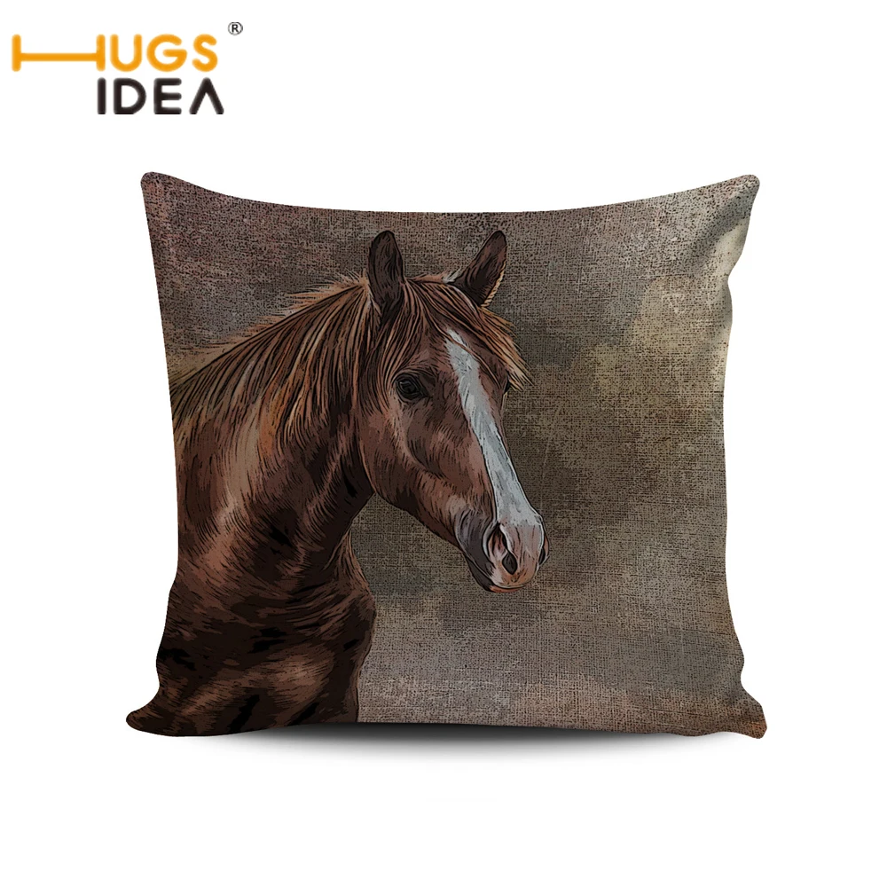 

HUGSIDEA Home Decor Cushion Cover for Living Room Bedroom Pillow Case 3D Horse Printing Pillowcase 45*45 CM Square Cover Textile