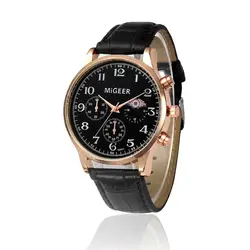 GEMIXI Новая мода Лидер продаж Ретро дизайн кожаный ремешок аналог, кварцевый сплав наручные часы Relojes para hombre достоинства