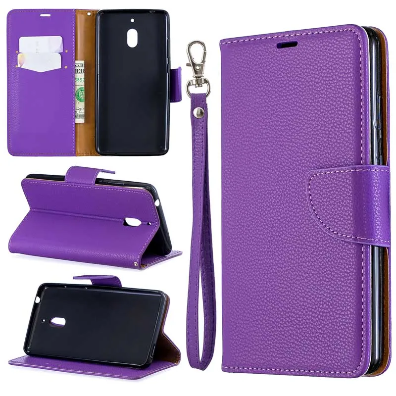 

For Nokia 2 PU Leather Wallet Case Cover with Card Slots Wrist Strap for Nokia 2.1 (2018) Nokia 2V Phone Bags