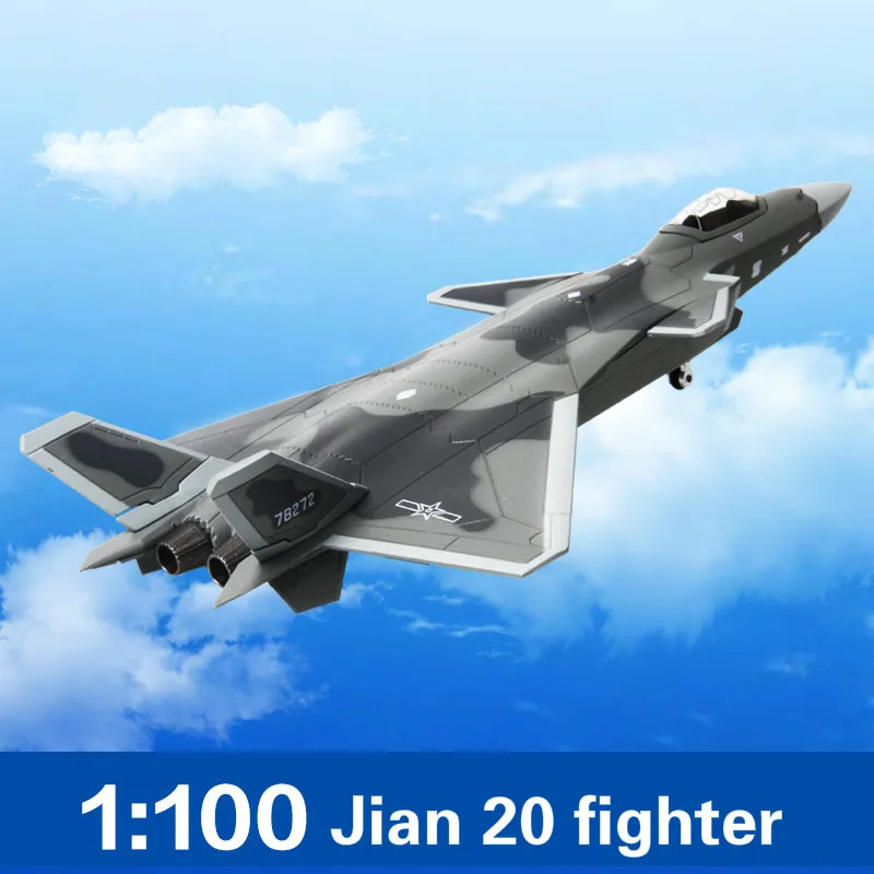 

21cm Metal Jian 20 Aircraft Model Diecast Fighter Model Simulation Airplane Aviation Model Decoration Military Model 1:100