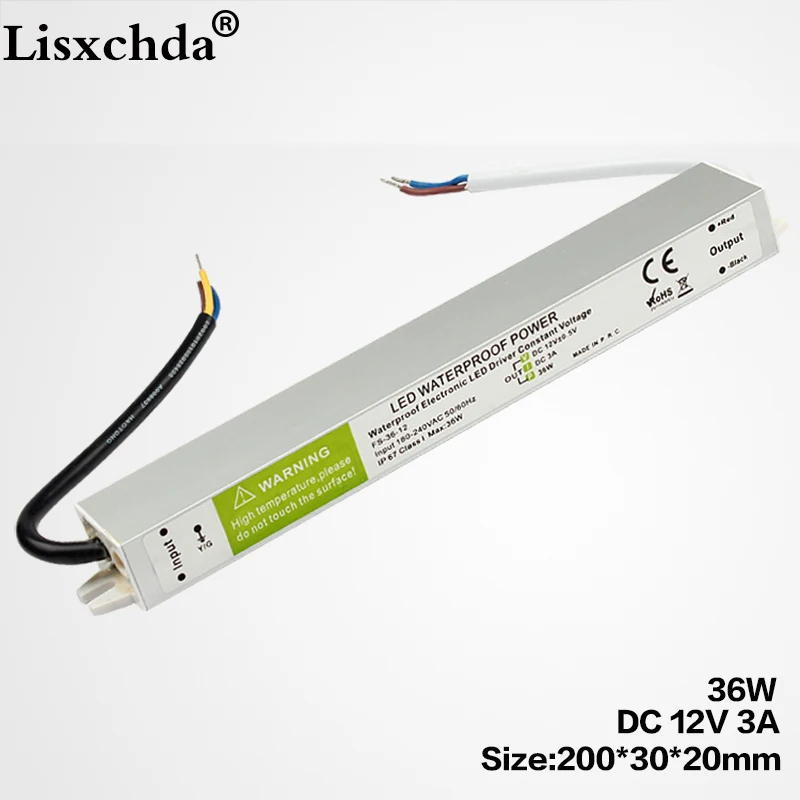 AC110V-260V к 12 В/24 В 10 Вт 20 Вт 30 Вт 50 Вт 80 Вт 100 Вт IP67 Водонепроницаемый светодиодный электронный трансформатор из алюминиевого сплава