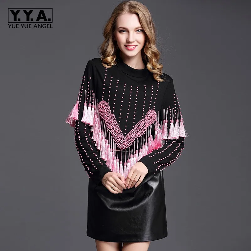 Высокое качество, новейшая мода 2019, подиумный укороченный топ, женский роскошный Топ с длинным рукавом, жемчугом, бисером и кисточками Высокое качество, новейшая мода 2019, подиумный укороченный топ, женский роскошный Топ с длинным рукавом, жемчугом, бисером и кисточками