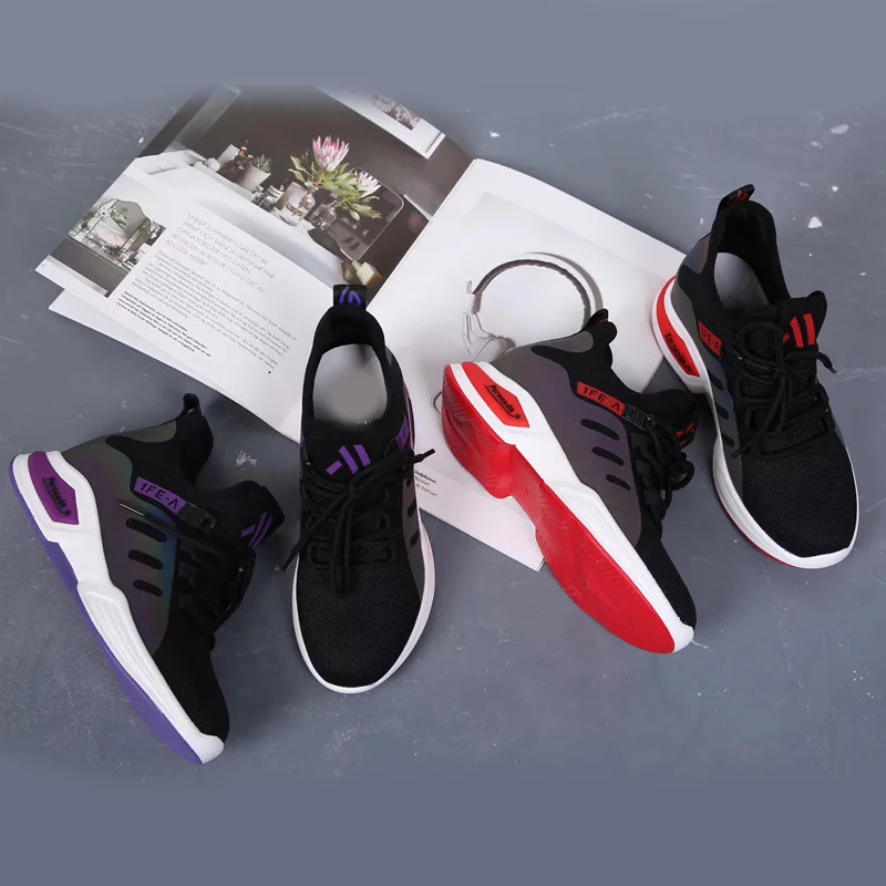 JINBEILEE Fashion Wild Women's Running Shoes 2019 Spring New Breathable Flying Woven Casual Shoes with Increased Sneakers