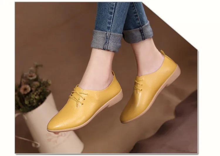 Casual Ballet Shoes Women Soft Genuine Leather Women's Loafers Slip On Woman Flats Shoe Flexible Peas Footwear Large Size 35-41 10