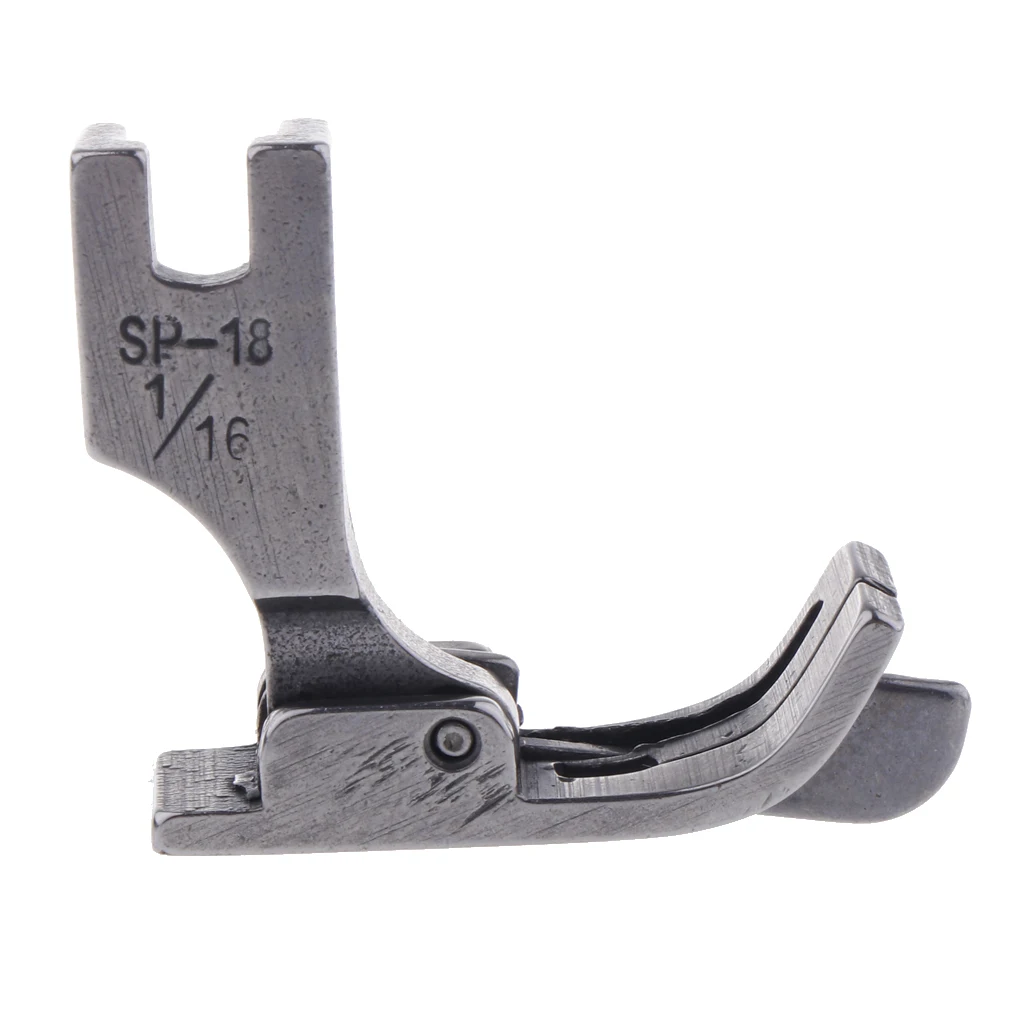 Silver Steel Industrial Sewing Machine Feet Hinged Presser Foot Sp-18 with Right Guide  Size 1/32 1/16 1/8 5/32 3/16 1/4