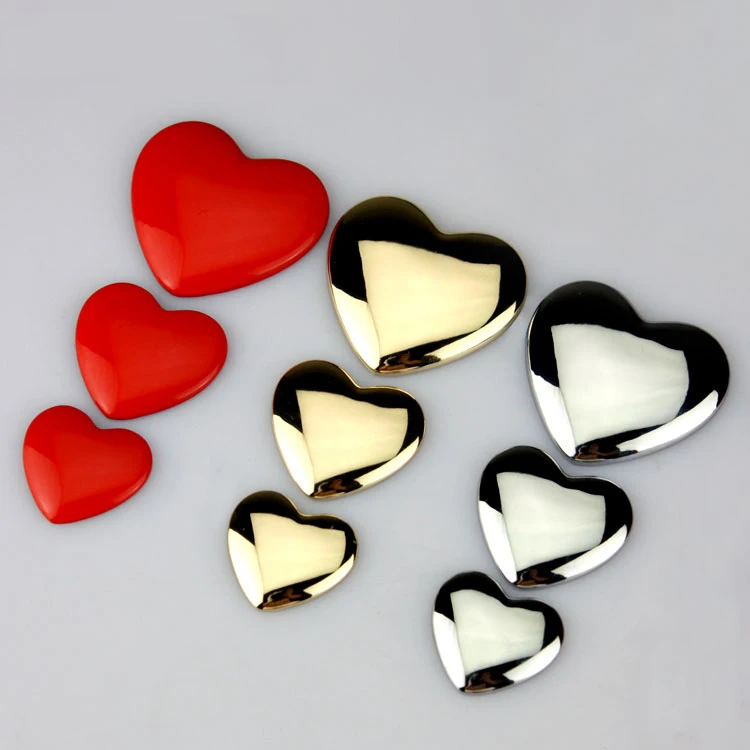 Premium Heart-Shaped 3D Metal Emblem Badge in Red, Gold, and Silver