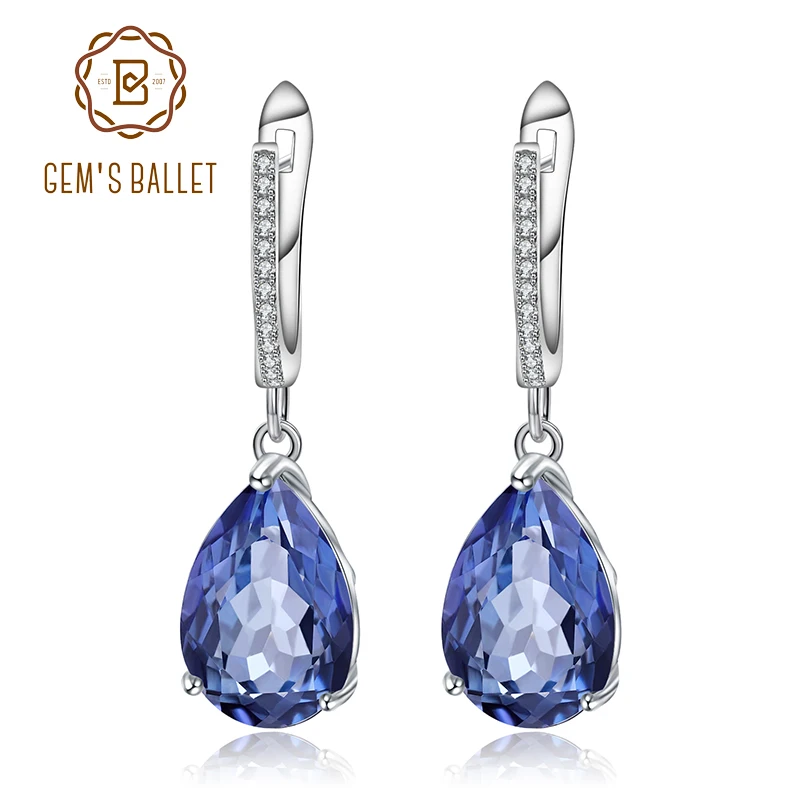

GEM'S BALLET 10.44Ct Natural Iolite Blue Mystic Quartz Gemstone 925 Sterling Silver Drop Earrings Fine Jewelry for Women