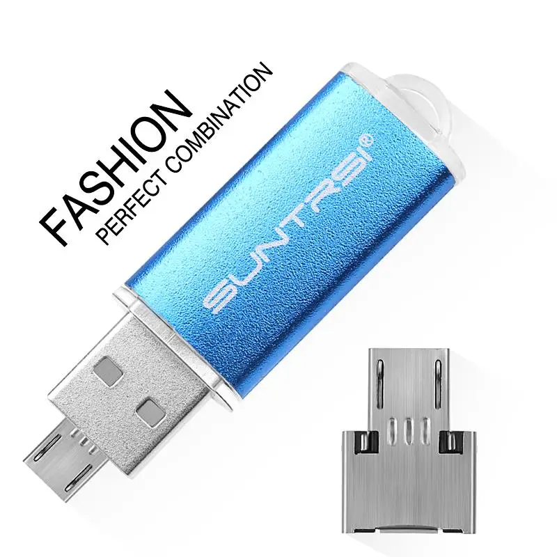 Suntrsi USB2.0 металлический флеш накопитель 128 Гб otg адаптер Флешка для смартфона Android