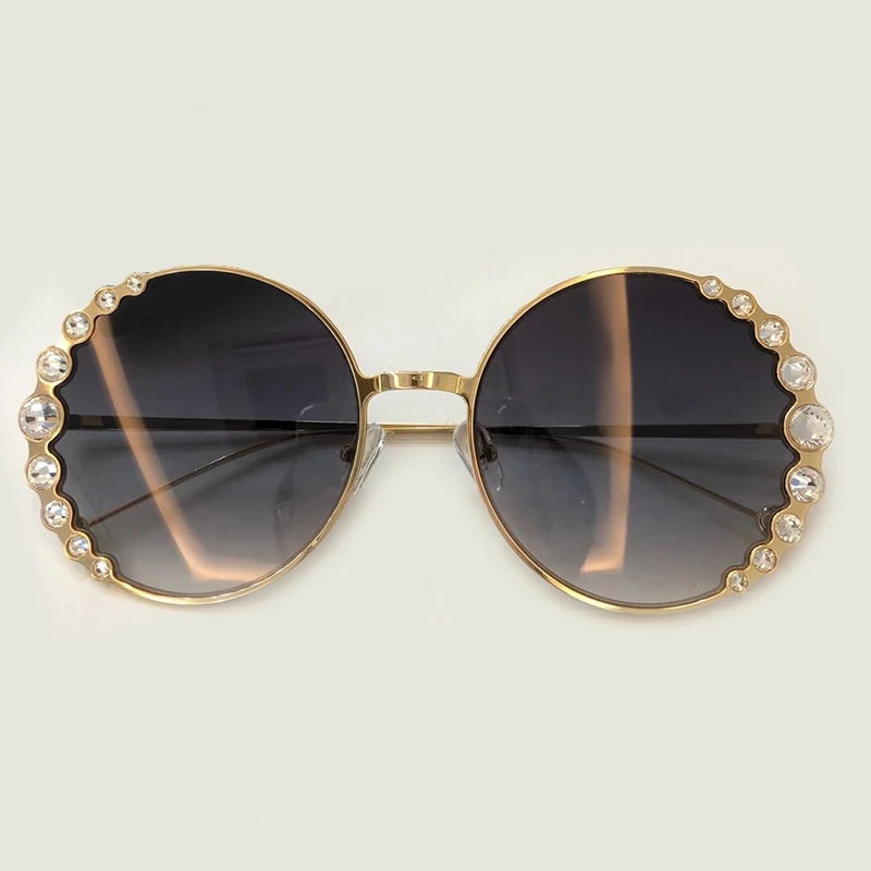 Женские круглые солнцезащитные очки модные роскошные брендовые дизайнерские линзы из сплава с рамкой градиент оттенков Oculos De Sol Feminino с коробкой - Цвет линз: No 2