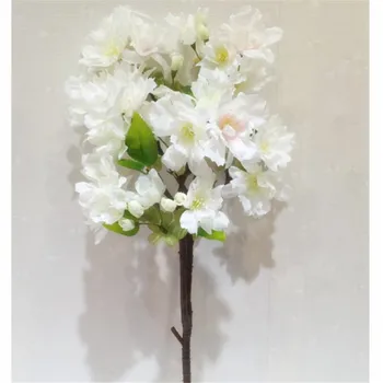 

6pcs Fake Cherry Blossom Flower Branch Begonia Sakura Tree Stem Beauty Cherry with Green Leaf 50cm Long 4 Colors available