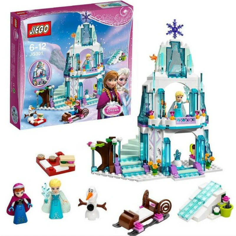 

316pcs Legoings Friends Frozens Dream Princess Elsa Ice Castle Princess Anna Set Model Building Blocks Gifts Toys