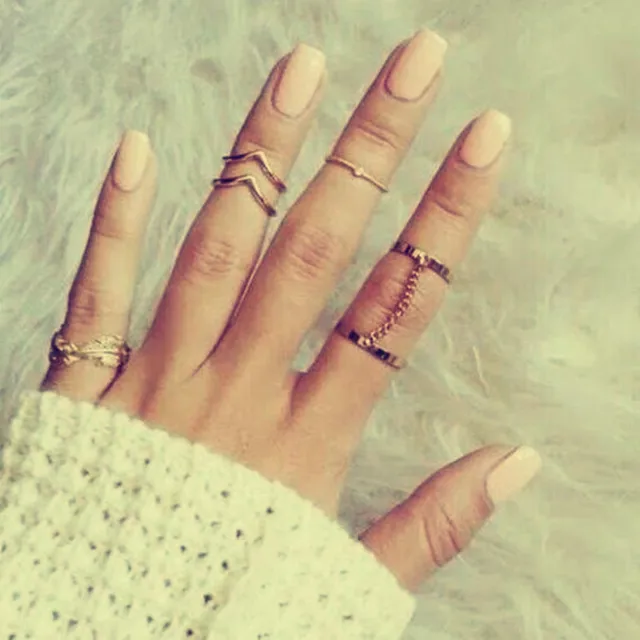Europe and the United States leaves joint ring 6 sets of personalized wild ring Europe and the United States leaves joint ring 6 sets of personalized wild ring