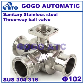 

Sanitary Stainless steel 304 316 ball valve O.D 102 mm Fast-mounted clamp type high platform three-way ball valve with bracket