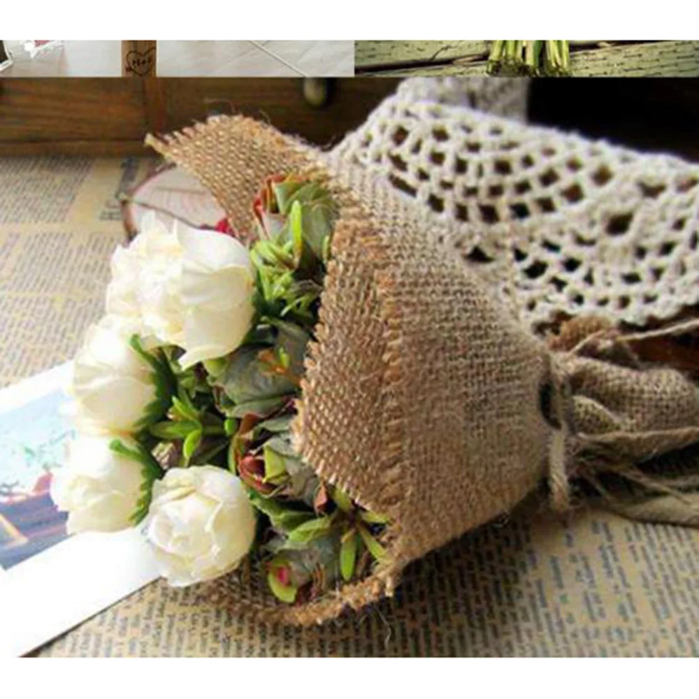 IBOWS Vintage Burlap Jute Fabric Linen Xmas Santa Claus for Christmas Party Home Decoration DIY Bags Crafts Accessories 45*150cm