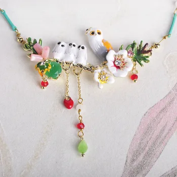 

Blucome Colorful Flower Birds Shape Enamel Shell Choker Necklace Small Beads Jewelry For Women Girl Dresses Party Accessories