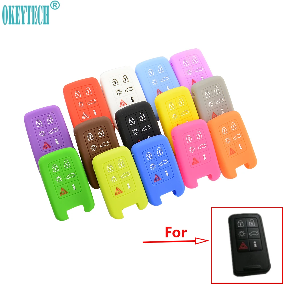 OkeyTech Silicone Car Key Cover FOB Case For Volvo C30 C70 S40 S60 S70 S80 V40 V50 V70 XC60 XC90 Flip Remote Auto Key Case Shell