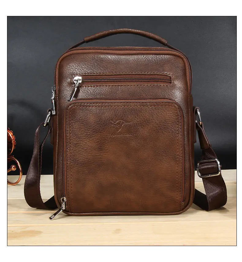 TIANHONGDAISHU Men's Shoulder Bag Soft Leather Men's Bag Business