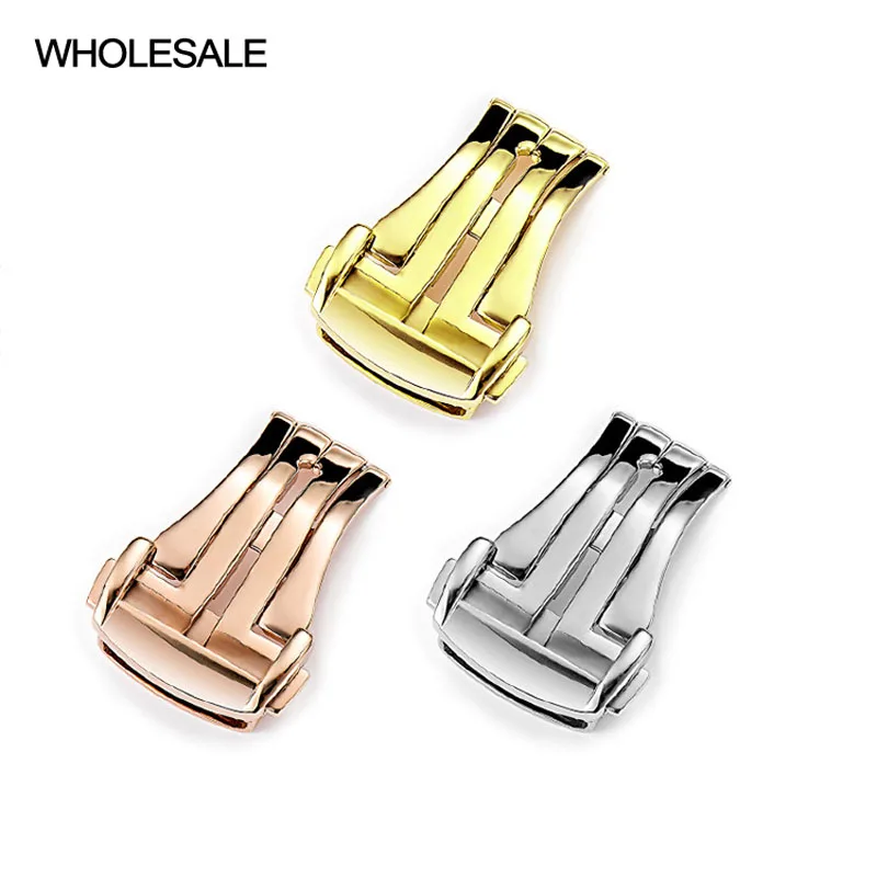 Опт застежка для часов Омега ремешок с бабочками Пряжка 16 мм 18 мм 20 мм Черный Золотой Серебряный розовое золото полированный