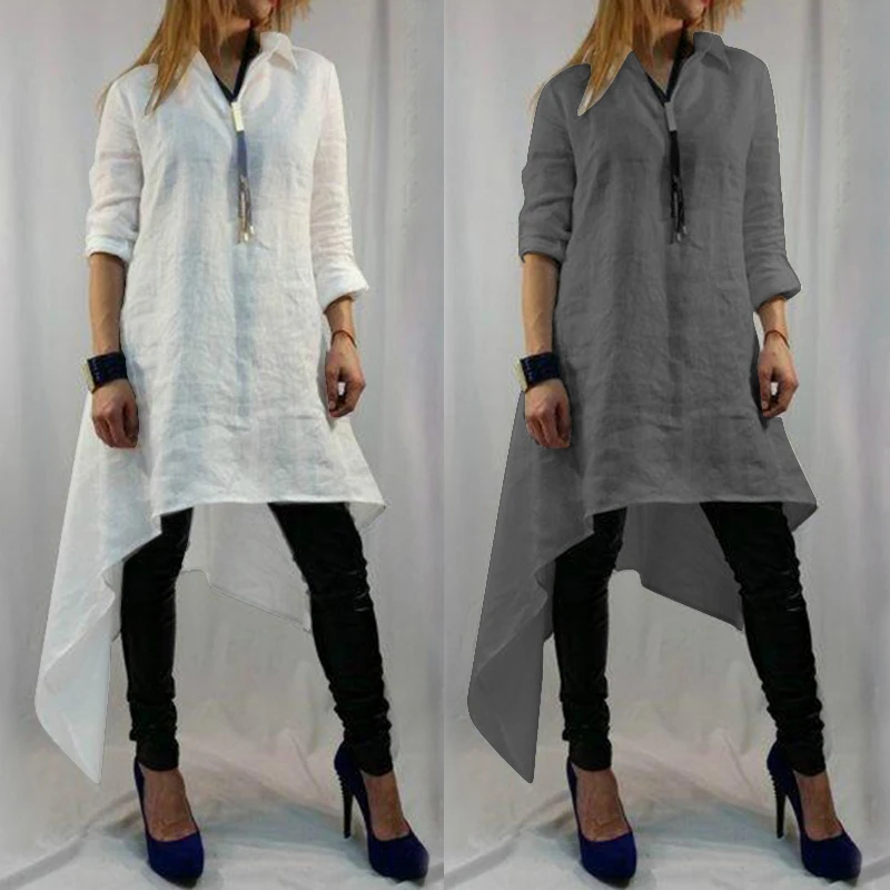 

Vintage Summer Blusas Femininas 2019 Celmia Women Long Blouses Casual Loose Buttons Irregular Tunic Shirts Fashion Top Plus Size