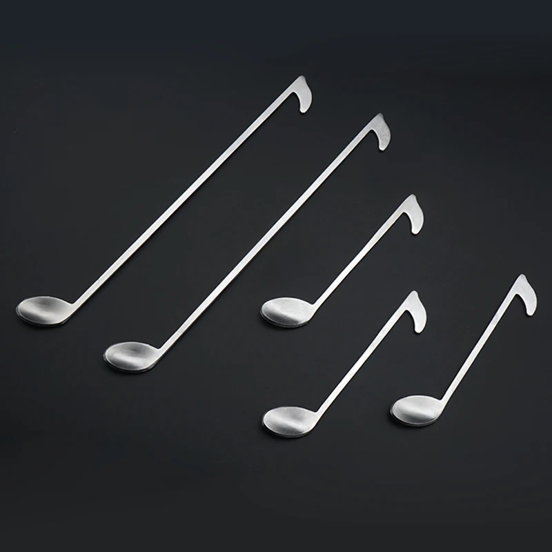 

Musical Note Stainless Steel Coffee Spoon Tableware Ladle Dessert Honey Long Handle Tea Spoons Kitchen Tools Factory Directly