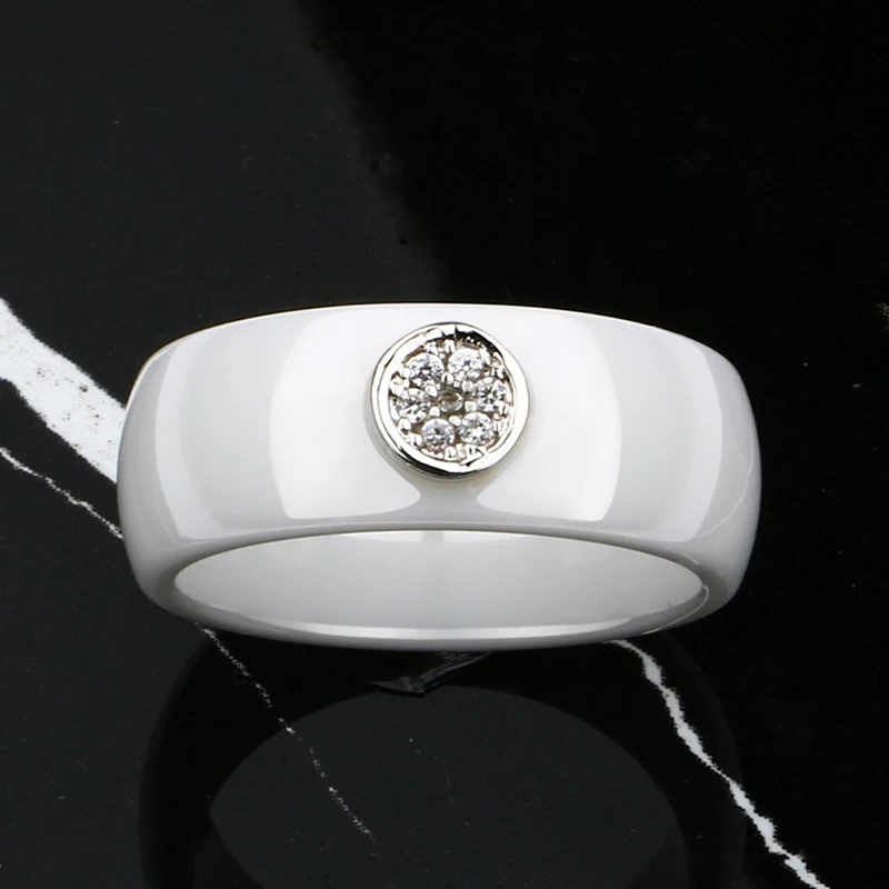 Сверкающий AAA циркон вымощенный свадебный набор украшений для женщин черный белый здоровые модные керамические кольца серьги-гвоздики в рождественской тематике подарок
