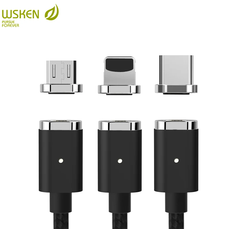 WSKEN Магнитный зарядный кабель Micro usb type c USB C Быстрая зарядка данных для samsung S9 S8 huawei xiaomi для iPhone кабель type-C