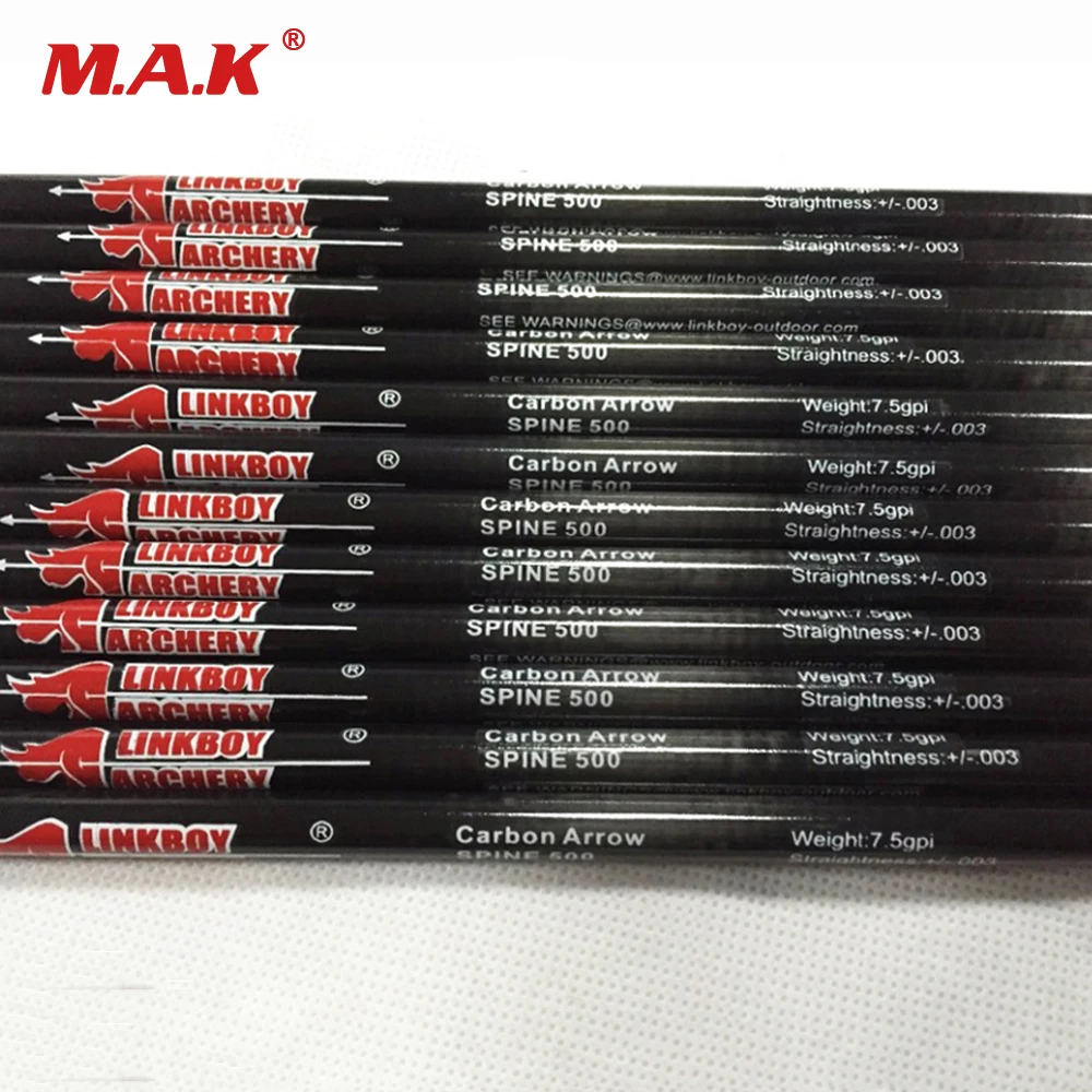 preço 12 pcs Espinha 300 340 400 500 Carbono Puro haste da Flecha De Caça Tiro com Arco Arco Ao Ar Livre OD7.6mm ID6.2mm Frete Grátis