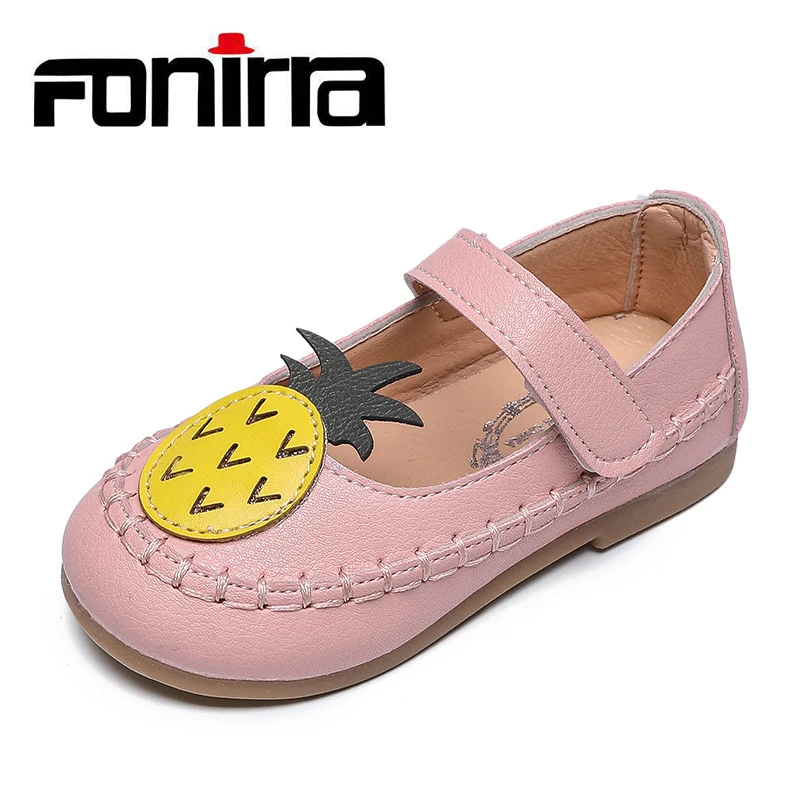 

Fonirra New Spring Kids Shoes Pineapple Girls Casual Loafers Hook&Loop Fruit Children's School Outside Comfortable Shoe 621