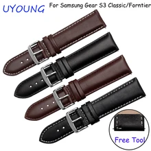 For Samsung Gear S3 Classic/Forntier Watchbands 22mm Genuine Leather Strap Black Brown Bracelet Fit Smart Watch band