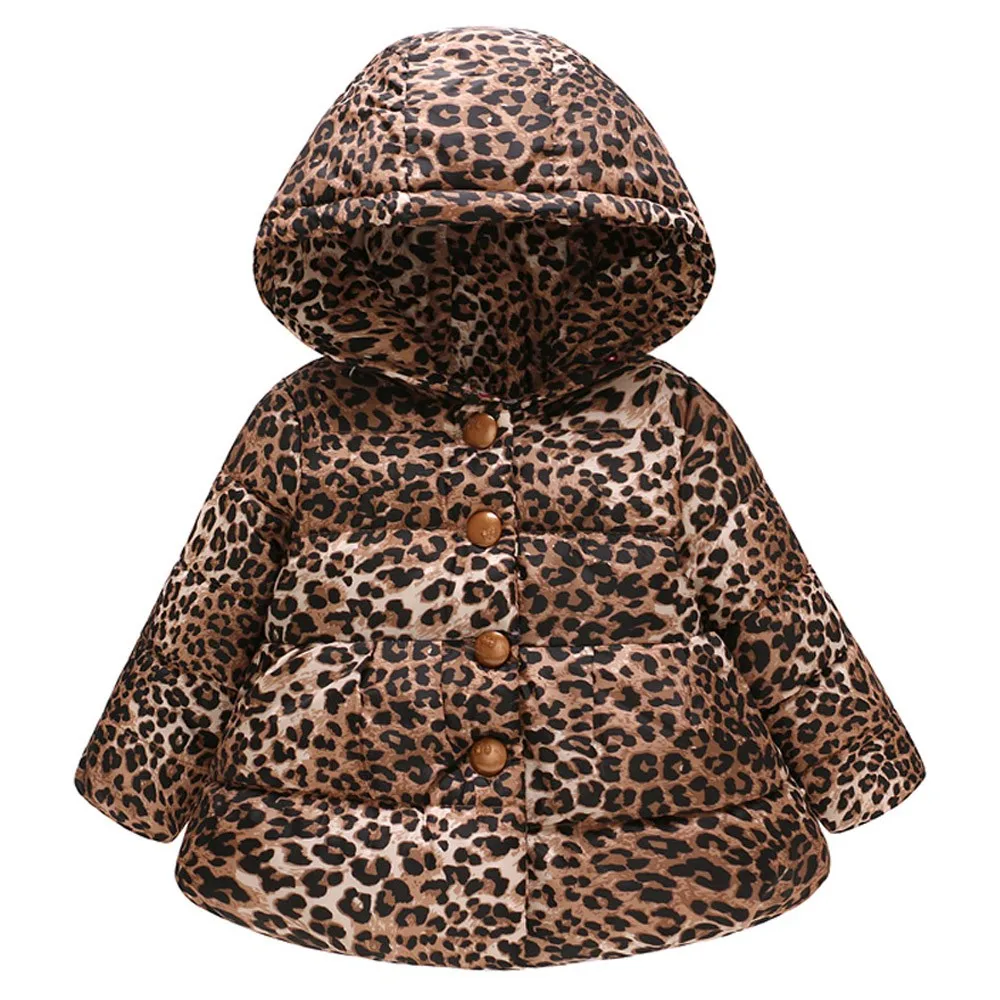 Зимнее Детское пальто для маленьких девочек и мальчиков, теплое пальто с леопардовым принтом, куртка, верхняя одежда для маленьких девочек, толстовки, ветрозащитное пальто для младенцев