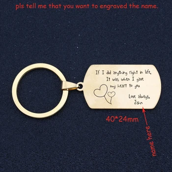 

Engraved If I Did Anything Right In Life It Was When I Gave My Heart To You Love Always Keychain Personalized Name Wedding Gift