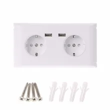 16а настенное зарядное устройство с двумя гнездами, адаптер с двумя usb-портами, штепсельная розетка европейского стандарта, панельные розетки